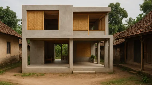 Rumah Beton Minimalis di Tengah Perkampungan Tradisional (Foto: ChatGPT)