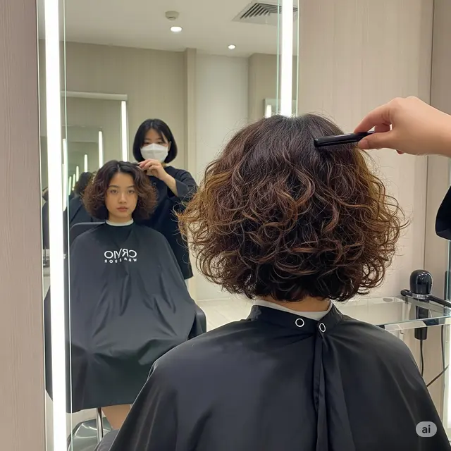 Ilustrasi Wanita yang Sedang Potong Gaya Rambut Bob Pendek Korea Terhits 2025