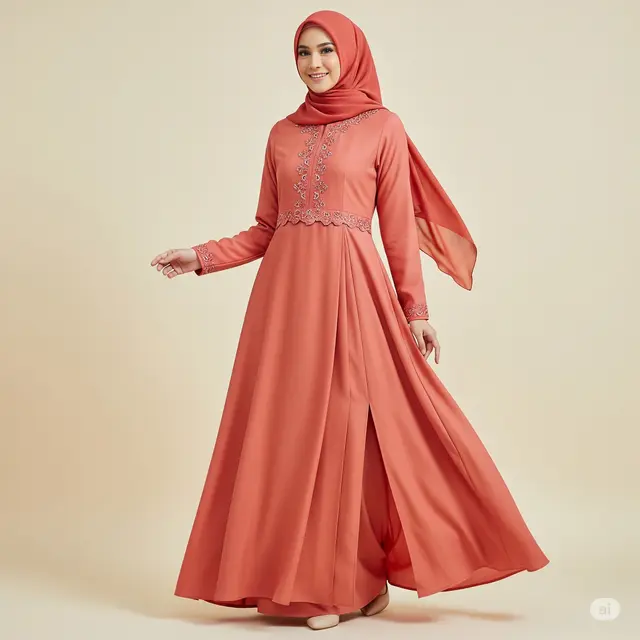 Gamis A-line dengan Detail Slit - Keleluasaan dan Keanggunan