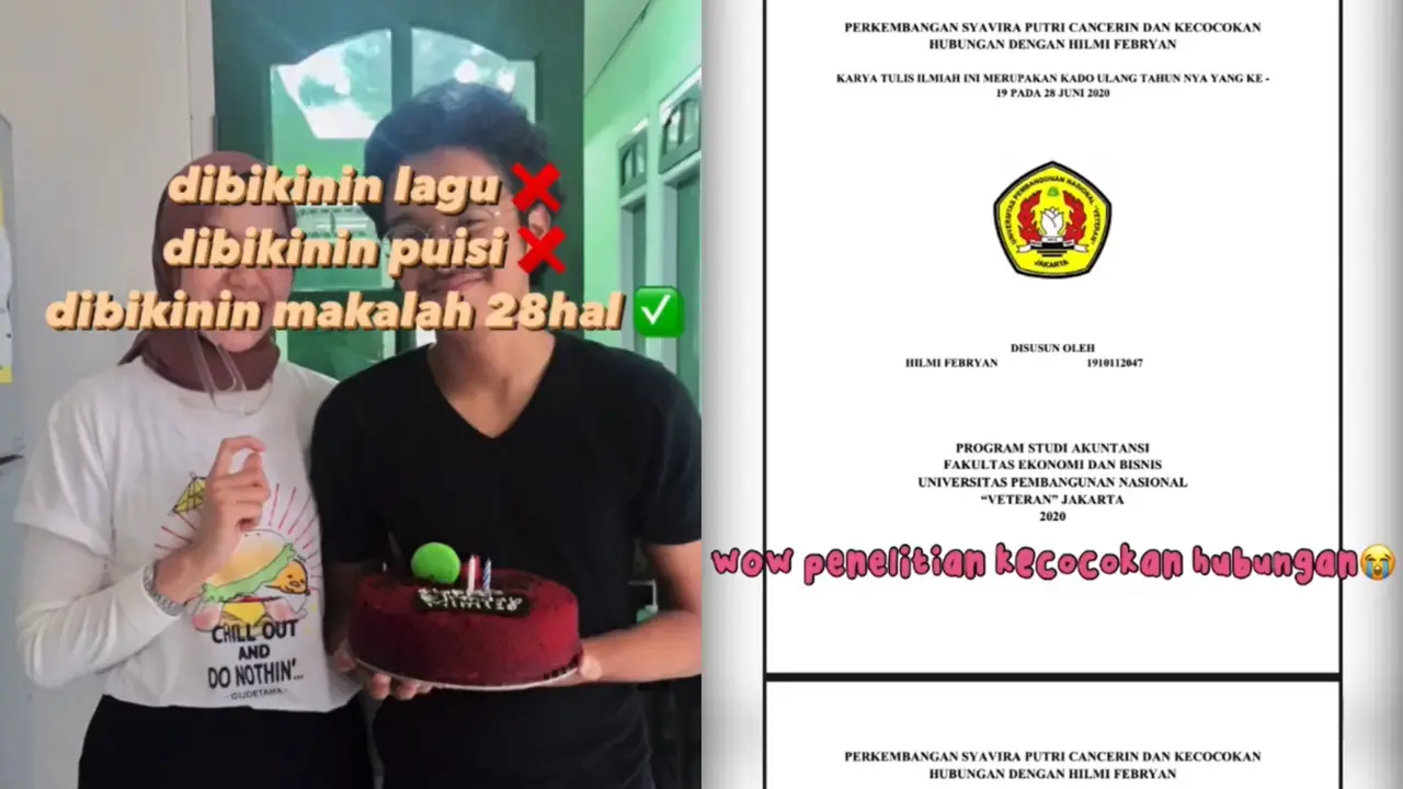 Seorang pria beri hadiah romantis untuk kekasihnya.