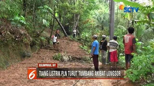 Tebing setinggi 20 meter longsor dan menimbun jalan utama di Dusun Nganti, Kulonprogo, DIY. Luncuran longsor mencapai 30 meter dengan ketebalan tiga meter.