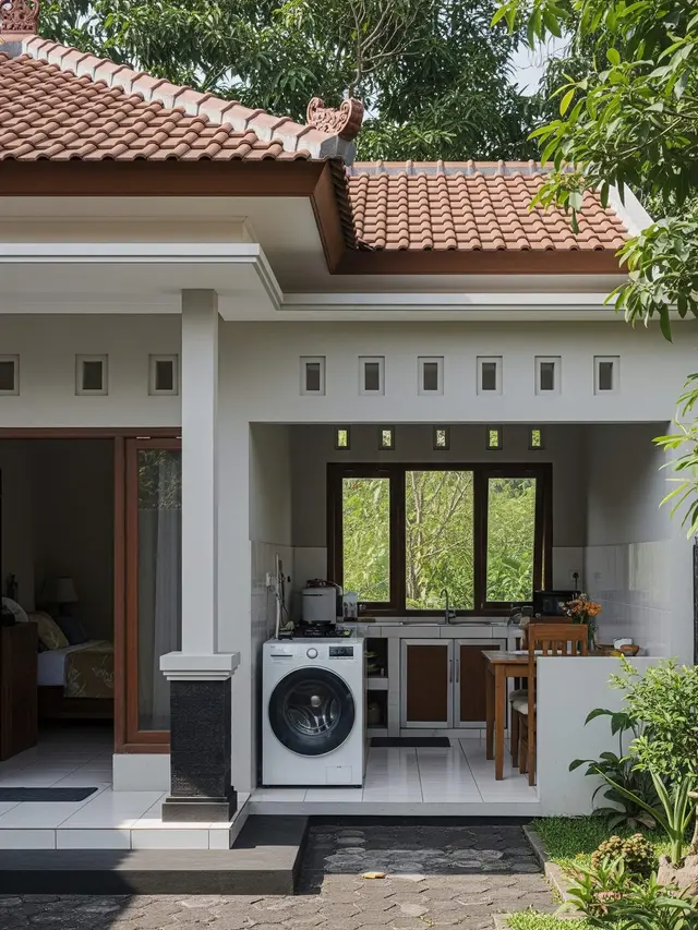 Contoh Rumah Sederhana 1 Lantai dengan Laundry Room Terbuka