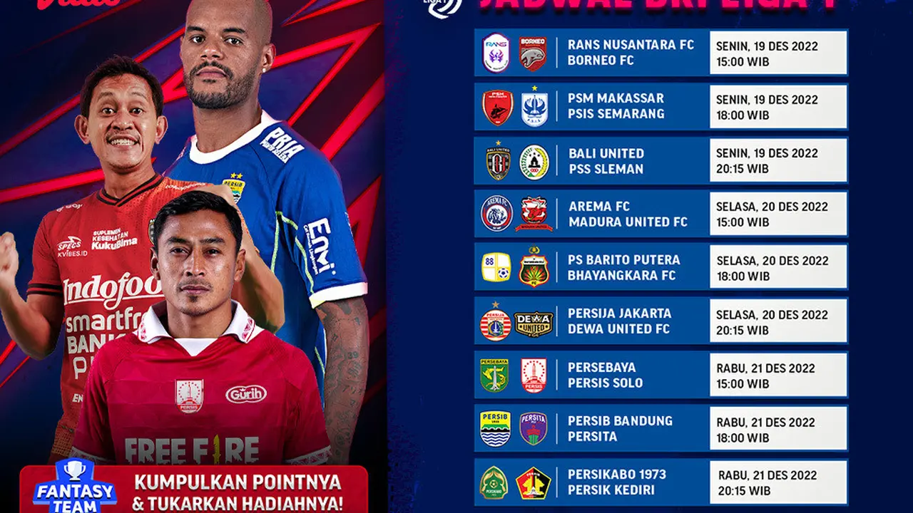 Link Live Streaming BRI Liga 1 2022/2023 Pekan Ke-16 di Vidio