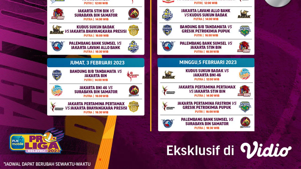 Jadwal dan Live Streaming Proliga 2023 Putaran Kedua di Vidio, 2-5 Februari 2023