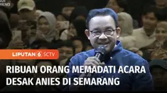 Calon Presiden nomor urut 1, Anies Baswedan menghadiri desak Anies di Semarang, Jawa Tengah, yang dipadati ribuan pengunjung. Sedangkan, Cawapres nomor urut 1, Muhaimin Iskandar bertemu Rais Syuriah PCNU Kota Solo, Kiai Sofwan Fauzi di Pondok Pesantr...