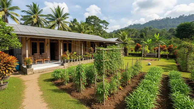 Rumah Kampung Memanjang dengan Kebun Depan