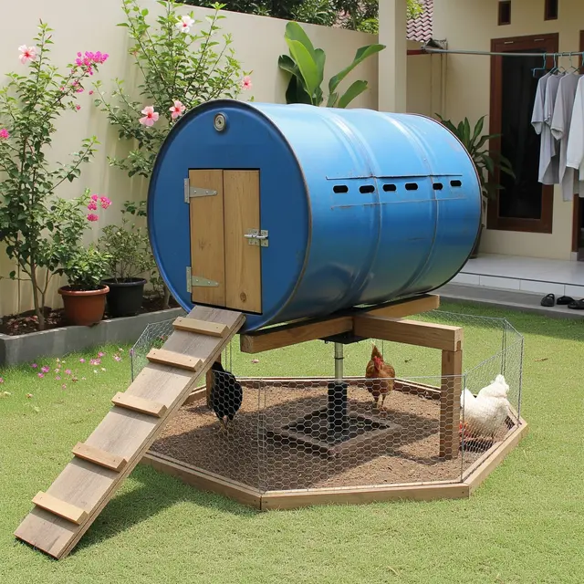 Cara Membuat Kandang Ayam Berputar dari Drum Bekas, Solusi Hemat Peternak Rumahan