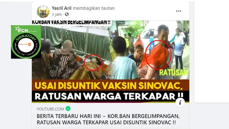 Cek Fakta Liputan6.com menelusuri klaim video korban bergelimpangan setelah disuntik vaksin Sinovac