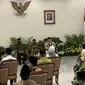 Wakil Presiden (Wapres) Ma’ruf Amin memberikan arahan kepada para penyuluh agama, da’i, dan da’iyah di seluruh Indonesia untuk berpartisipasi aktif dalam percepatan penurunan stunting di Istana Wakil Presiden, Kamis (6/10/2022). (Liputan6.com/Delvira Hutabarat)