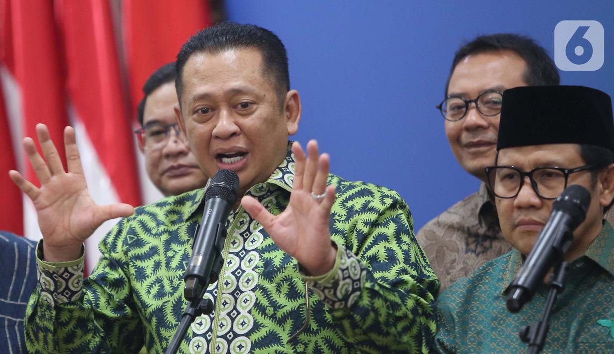 Bambang Soesatyo menerangkan bahwa agenda ini merupakan putusan para pimpinan MPR RI untuk berdiskusi mengenai masalah kebangsaan. (Liputan6.com/Angga Yuniar)