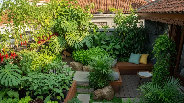 Kebun Sayur Rooftop Bergaya Urban Jungle