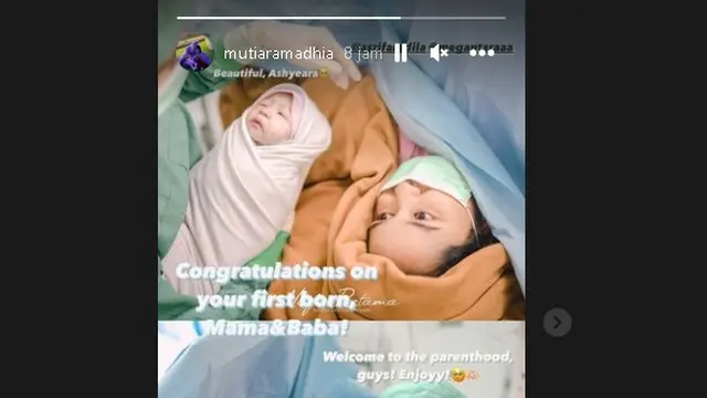 Asri Faradila istri Achmad Megantara telah melahirkan bayi perempuan (Foto: Nafas Pertama via IG mutiaramadhia)
