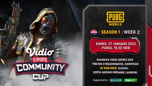 Link Live Streaming Vidio Community Cup PUBGM Season 1 Week 2 di Vidio, Kamis 27 Januari 2022