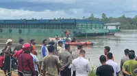 Evakuasi tugboat Bahar 79 yang tenggelam di perairan Sungai Mahakam, Kutai Barat. (Istimewa)