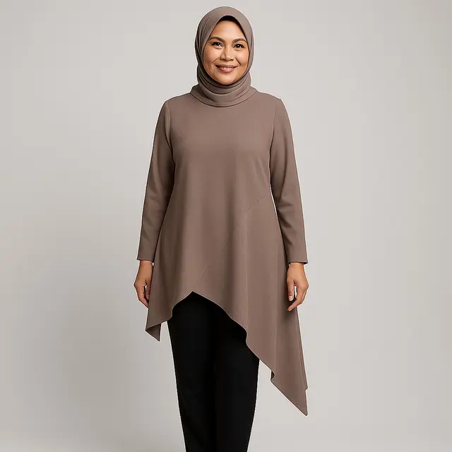 7 Model Tunik Peplum untuk Ibu-ibu Usia 50 Tahun