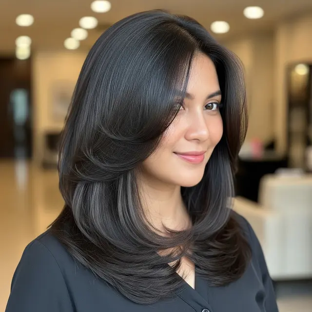 Model Rambut Wanita Panjang Layer Cut.