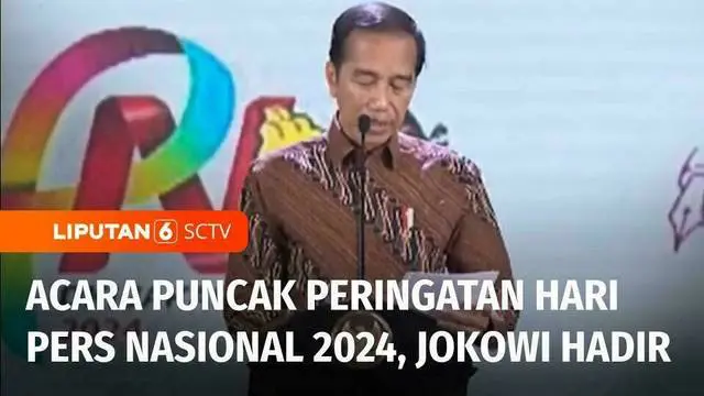 Presiden Joko Widodo menghadiri acara puncak peringatan Hari Pers Nasional 2024 di Jakarta. Dalam kesempatan itu, Presiden Jokowi menyampaikan sudah menandatangi Perpres yang mengatur soal tanggung jawab platform digital untuk mendukung jurnalisme ya...