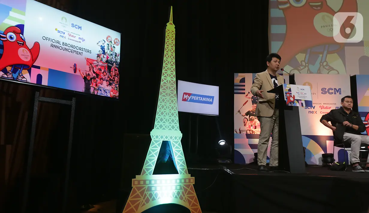 Head of Sports Business EMTEK Group & CEO NEX, Hendy Liem menyampaikan keterangan terkait official broadcaster Olimpiade Paris 2024. (Liputan6.com/Helmi Fithriansyah)