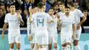 Manchester City mengamuk di markas Club Brugge dalam lanjutan Liga Champions 2021/2022, Selasa (19/10/2021). Skuad Pep Guardiola itu menang telak dengan skor 5-1. (AP//Olivier Matthys)