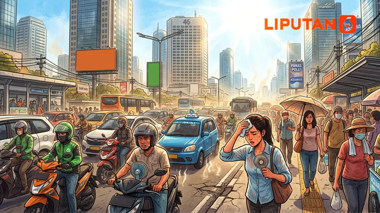 Banner Infografis Penyebab Cuaca Panas Ekstrem di Indonesia.