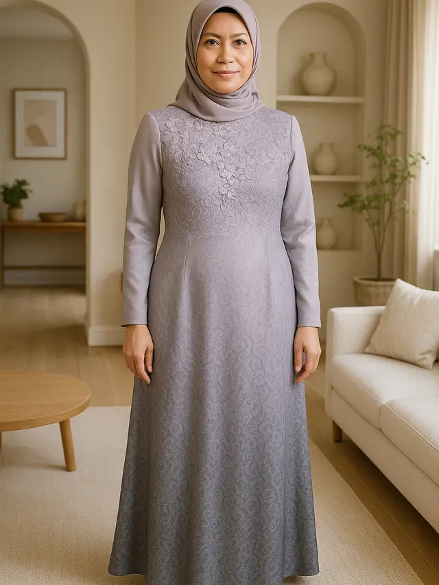 Rekomendasi Gamis Brokat di Dada untuk Ibu-Ibu Usia 40 Tahun, Elegan dan Sopan untuk Berbagai Acara