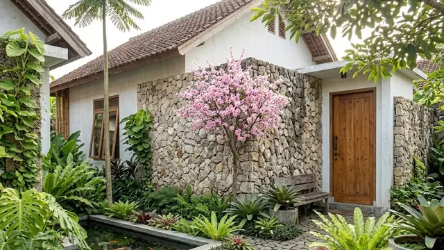 Teras Batu Templek dengan Nuansa Natural