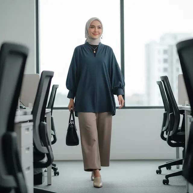 Model Blus Muslimah 2026 yang Anggun dan Nyaman untuk Kerja (Image by Gemini AI)