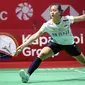 Pebulu tangkis tunggal putri Indonesia, Putri Kusuma Wardani saat menghadapi wakil Amerika Serikat, Iris Wang pada laga babak 32 besar Kejuaraan Bulu Tangkis Indonesia Open 2023 di Istora Senayan, Jakarta, Selasa (13/6/2023). Putri Kusuma Wardani menang rubber game 15-21, 22-20 dan 23-21. (Bola.com/Bagaskara Lazuardi)