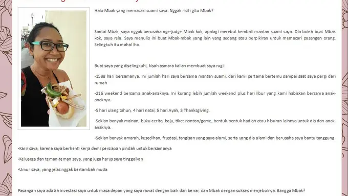 Menyapa Selingkuhan Suaminya, Curhatan Ary Yogeswary Jadi Viral