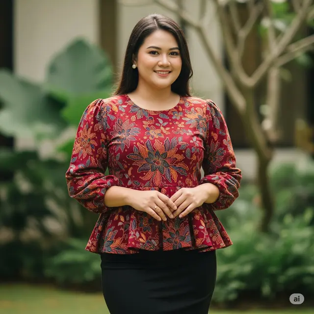 Blus Peplum Pendek + Rok Pensil