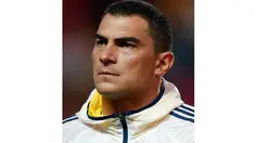 Faryd Mondragon (43 tahun), kiper Kolombia ini menjadi pemain paling tua dalam sejarah Piala Dunia 2014. (REUTERS/Enrique Marcarian)