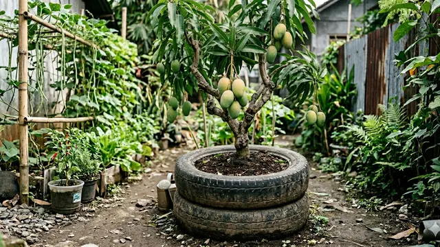 Pohon Buah yang Cocok Ditanam di Ban Bekas Motor untuk Lahan Sempit