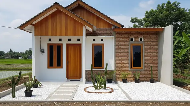 Model Rumah Kayu Modal Rp 50 Juta dengan Halaman Mini di Desa
