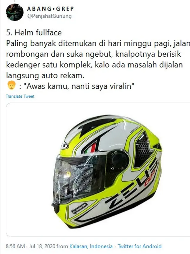 tipe cowok berdasarkan helmnya
