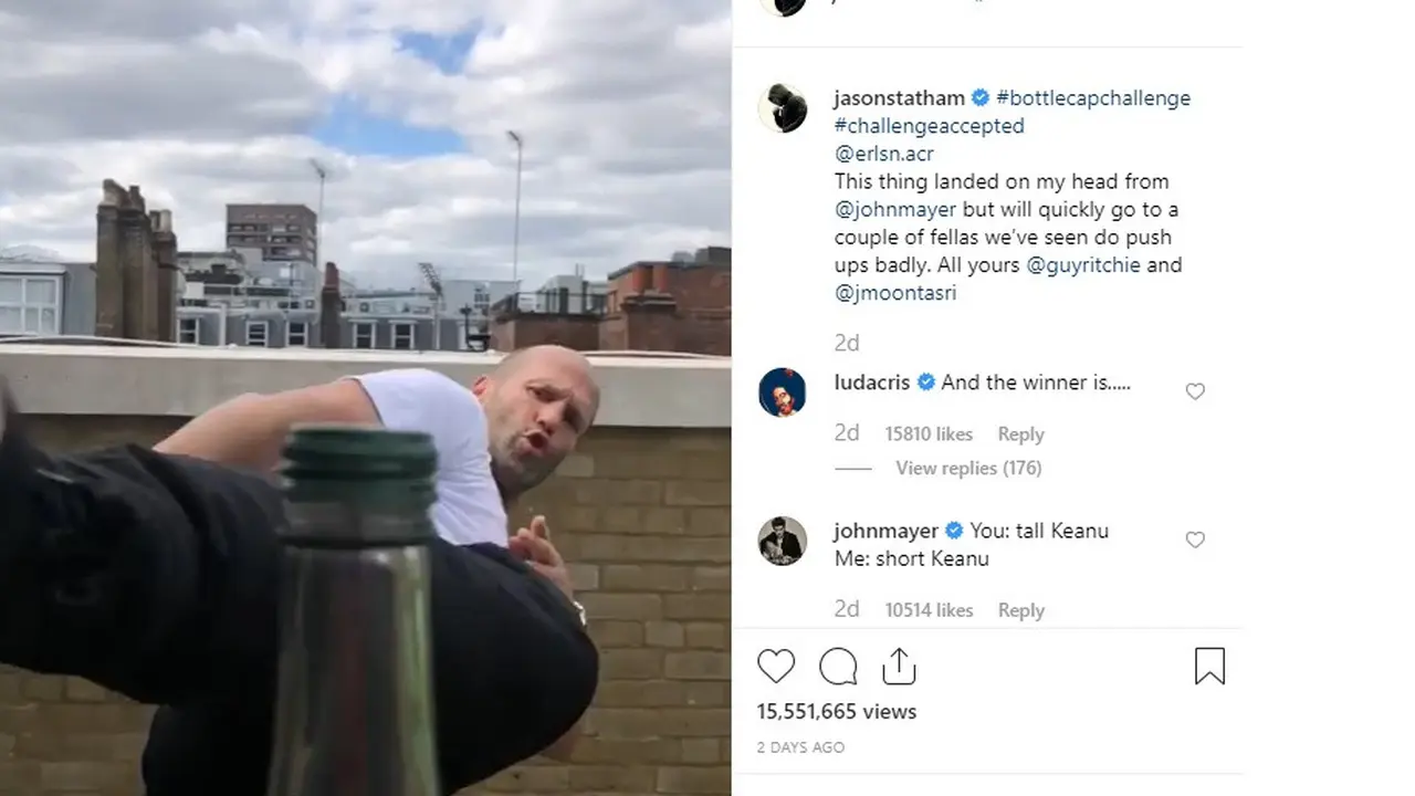 Jason Statham lakukan Bottle Cap Challenge
