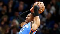 Bintang Oklahoma City Thunder, Russel Westbrook gagal membawa timnya menang atas Minnesota Timberwolves, Jumat (13/1/2017) waktu setempat. (Bola.com/Twitter/OKCThunder)