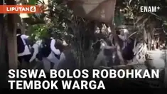 Viral video seorang guru memergoki sejumlah siswa yang membolos sekolah. Para siswa berseragam itu pun kabur mendengar panggilan sang guru. Namun upaya kabur malah menimbulkan kerusakan rumah warga.