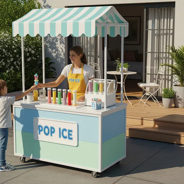 Desain Booth Pop Ice di Depan Rumah