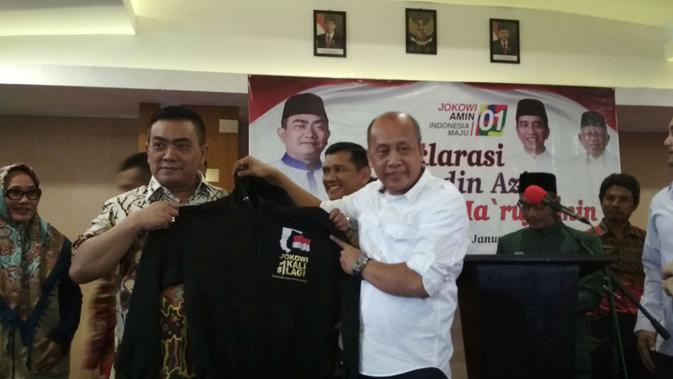 Walikota Cirebon Nashrudin Azis menyatakan dukungannya secara pribadi kepada pasangan Jokowi Maruf Amin. Foto (Liputan6.com / Panji Prayitno)