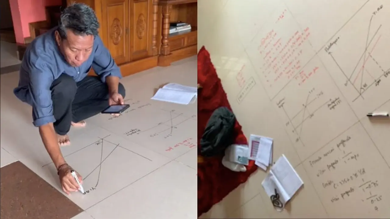 Viral Guru Tuliskan Materi Pelajaran Di Lantai, Aksinya Bikin Salut