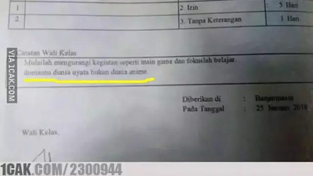6 Catatan Wali Kelas di Rapor Siswa Ini Bikin Senyum Tipis