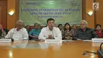 Kepala BNP2TKI (Badan Nasional Penempatan dan Perlindungan Tenaga Kerja Indonesia), Nusron Wahid (tengah) memberi keterangan saat launching penempatan TKI ke Taiwan di Jakarta, Senin (12/6). (Liputan6.com/Helmi Afandi)