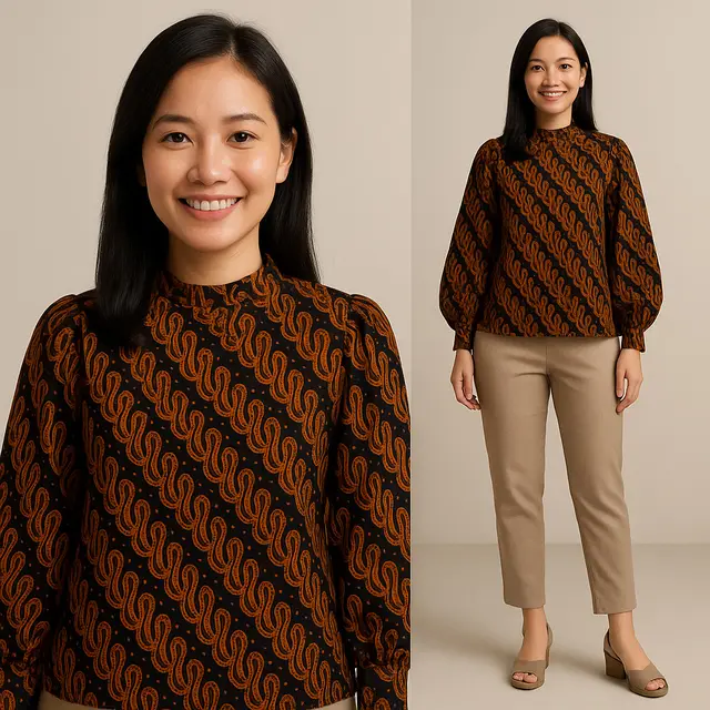 Model Blouse Batik Lengan Bishop yang Lagi Tren/Ilustrasi AI