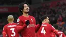 Takumi Minamino. Sayap kiri Jepang berusia 27 tahun yang telah 2,5 musim memperkuat Liverpool sejak didatangkan dari RB Salzburg pada pertengahan musim 2019/2020 ini memiliki nilai pasar 12 juta euro atau setara Rp187,2 miliar. Bersama Liverpool ia telah tampil dalam 53 laga di semua ajang dengan torehan 14 gol dan 3 assist. Liverpool dikabarkan sepakat untuk melepasnya ke AS Monaco pada awal musim 2022/2023. (AFP/Paul Ellis)