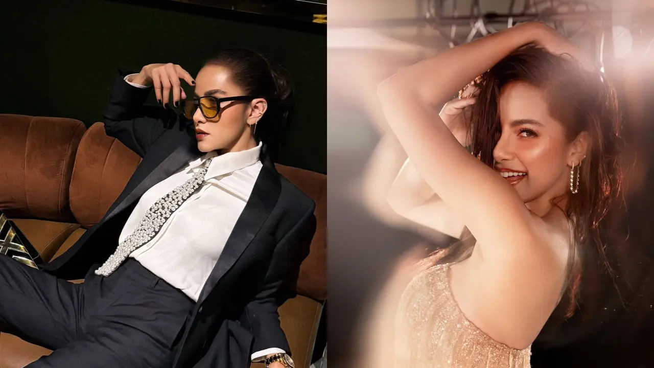 Pesona Dualisme Olla Ramlan, Tampil Slay dengan Gaya Maskulin dan Glamor Serba Emas