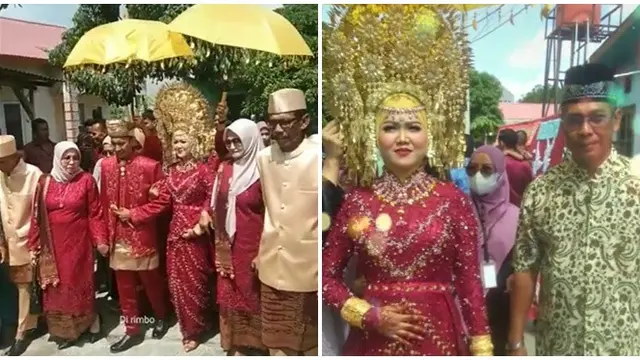 Suntiang Terlalu Tinggi, Pengantin Wanita Ini Kesulitan Masuk ke Dalam Mobil