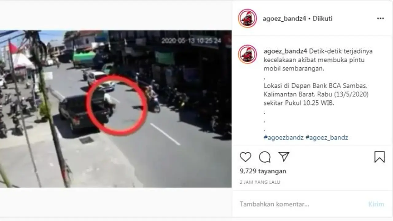 Jangan Buka Pintu Mobil Sembarangan di Pinggir Jalan (Instagram)