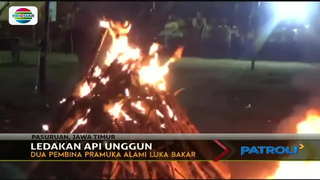 Dua pembina Pramuka terbakar saat menyalakan api unggun memperingati Hari Pramuka ke-56 tahun.