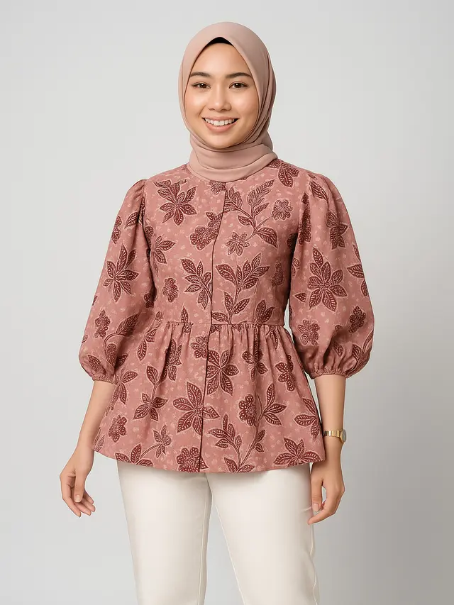9 Model Atasan Batik Peplum, Bikin Tampilan Jadi Fashionable dan Elegan (sumber:AI)