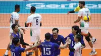 Timnas voli putra Indonesia mengalahkan India pada pertandingan memperebutkan posisi tujuh hingga 12 besar Asian Men's Volleyball Champions 2023. Skuad asuhan Jeff Jiang Je menang 3-0 (31-19, 25-18, dan 25-12) di&nbsp;Gadhir Arena, Urmia, Iran, Kamis (24/8). (foto: Instagram @avcvolley)